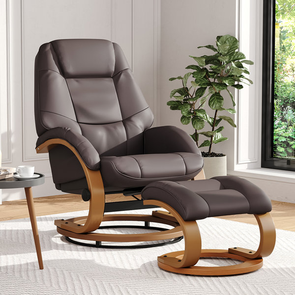 Wade Logan Adrienna Vegan Leather Manual Recliner with Footstool
